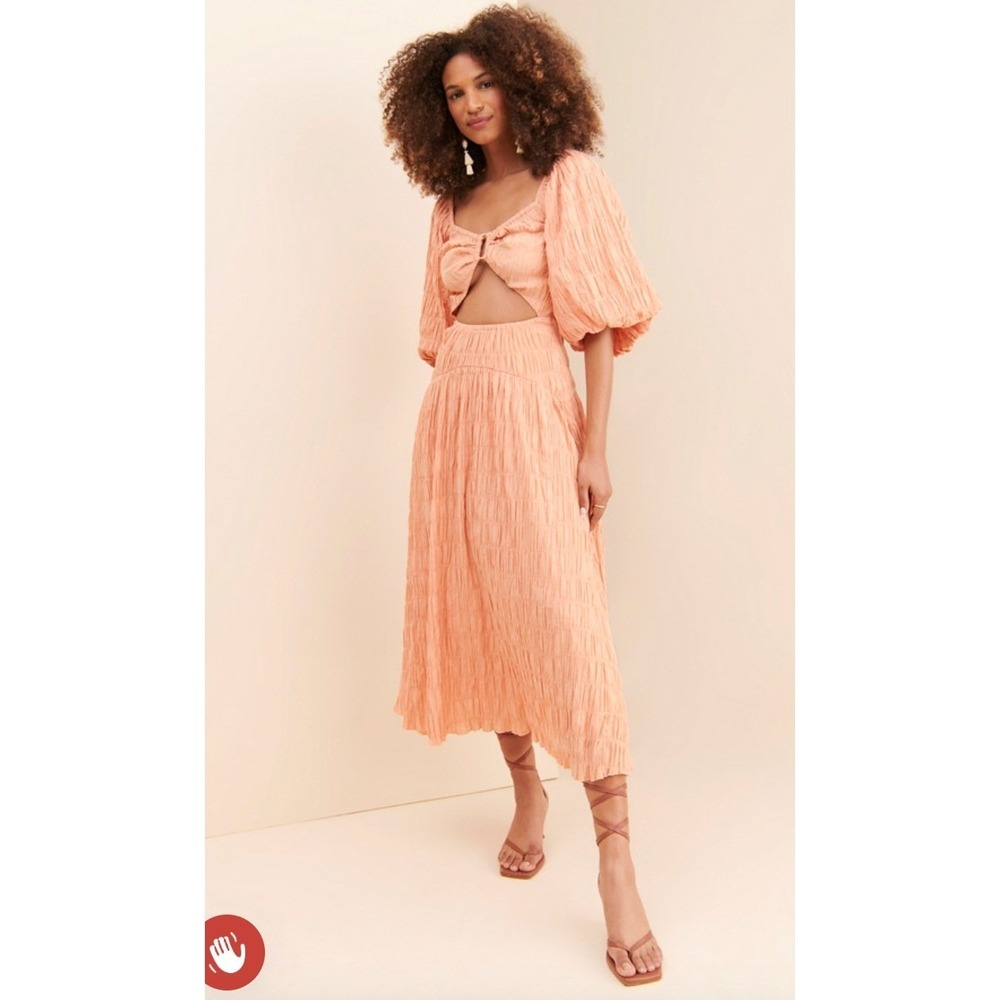 Sovere Mercy Reversible Midi Dress Sz‎ 6 Apricot Cottagecore Coquette Boho Chic